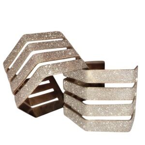 METAL CUFF BRACELETS- Set of Two in Gold and Glitter Metallic Bling